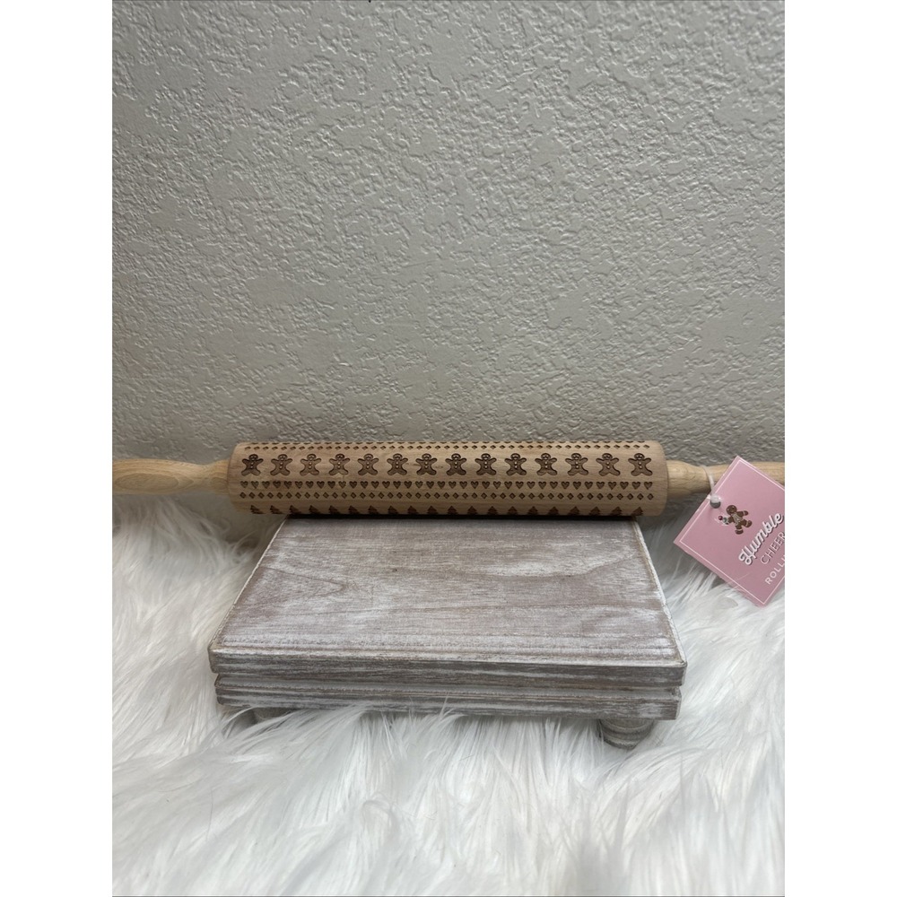 $23 🌙 St Nicholas Square Embossed Rolling Pin Design Roller Gingerbread New